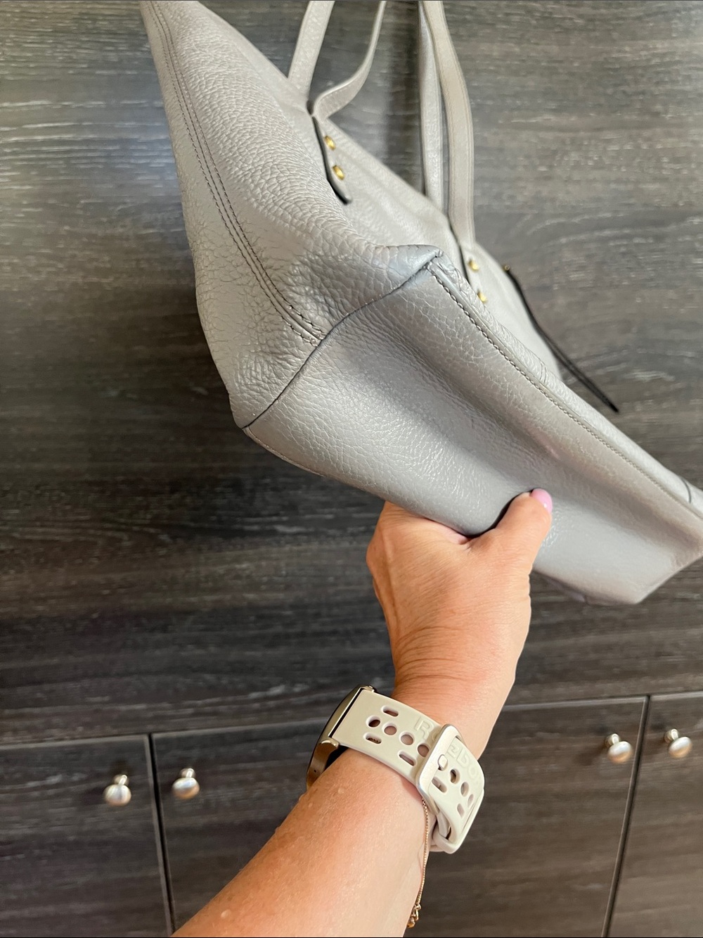 Fossil Grey Leather Tote Bag - Picture 7 of 13